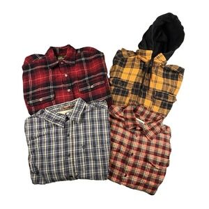 MIXED LOT OF 4 Men's M Field & Stream & other various LS Flannel/Plaids SEE DESC